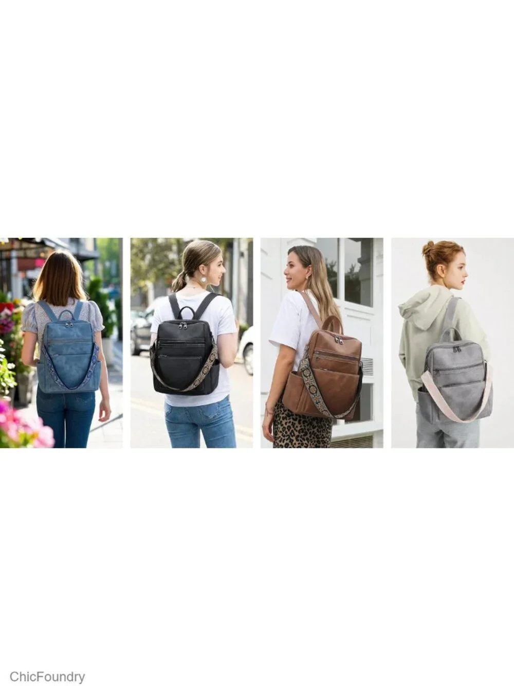 Women's PU Leather Convertible Travel Backpack Purse with Multiple Pockets